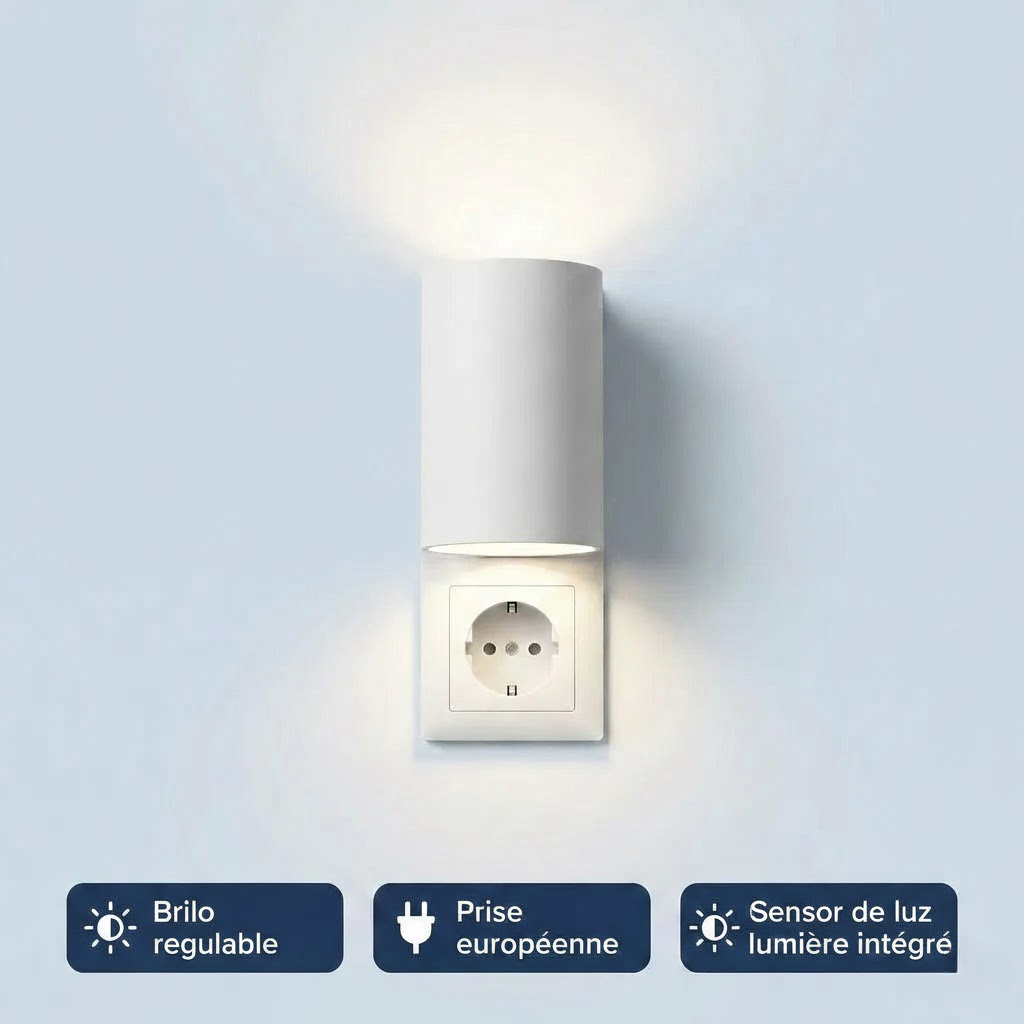 LumiGuard™ – Lámpara de pared con enchufe, sensor y intensidad regulable